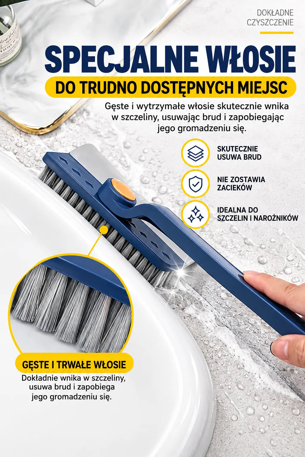 RELYA™ Szczotka 360° 3w1 do Fug, Szczelin i Trudno Dostępnych Miejsc