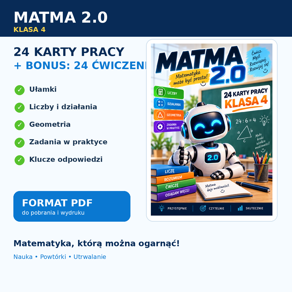 MATMA 2.0 – Klasa 4 | 24 karty pracy + BONUS