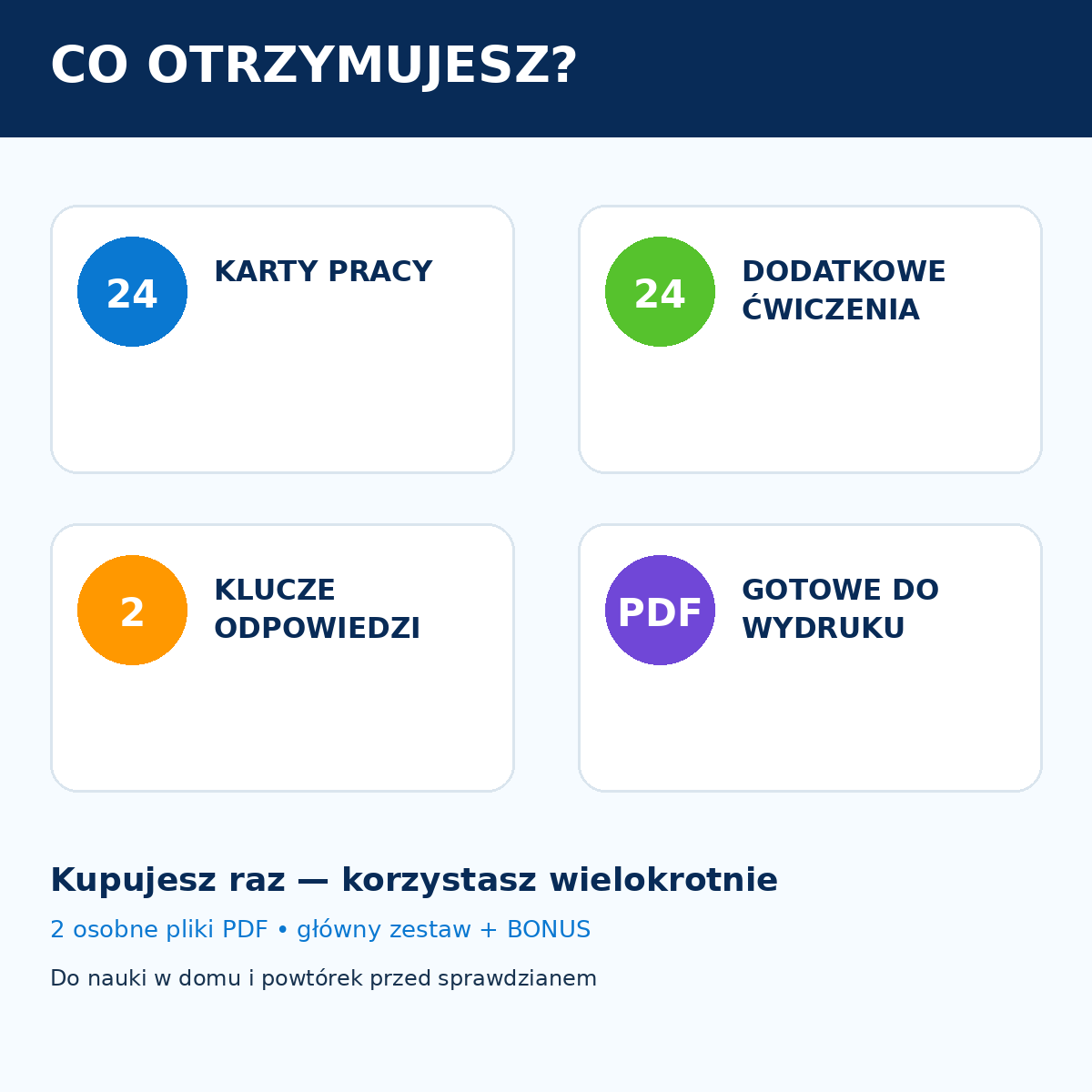 MATMA 2.0 – Klasa 4 | 24 karty pracy + BONUS