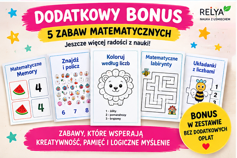 Matematyka – Klasa 1 | 20 kart pracy + klucz odpowiedzi