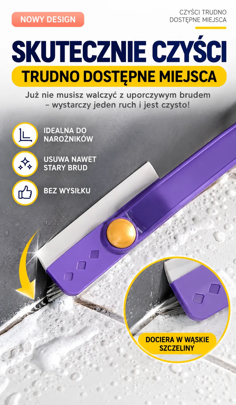 RELYA™ Szczotka 360° 3w1 do Fug, Szczelin i Trudno Dostępnych Miejsc